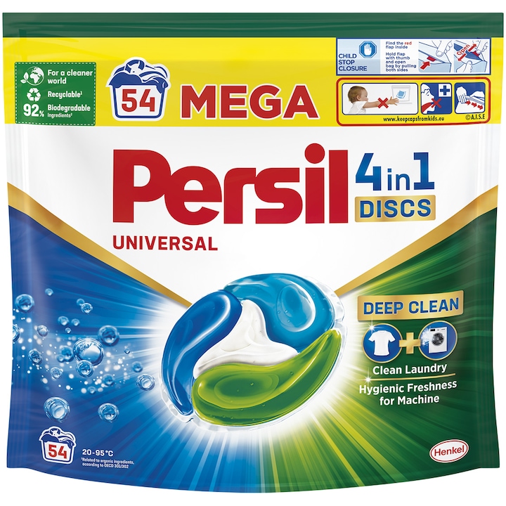 Detergent de rufe capsule Persil Discs Universal, 54 spalari