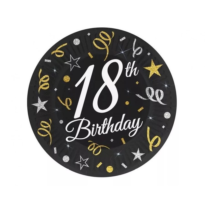 Set farfurii petrecere, Godan, Hartie, 18 cm, Multicolor