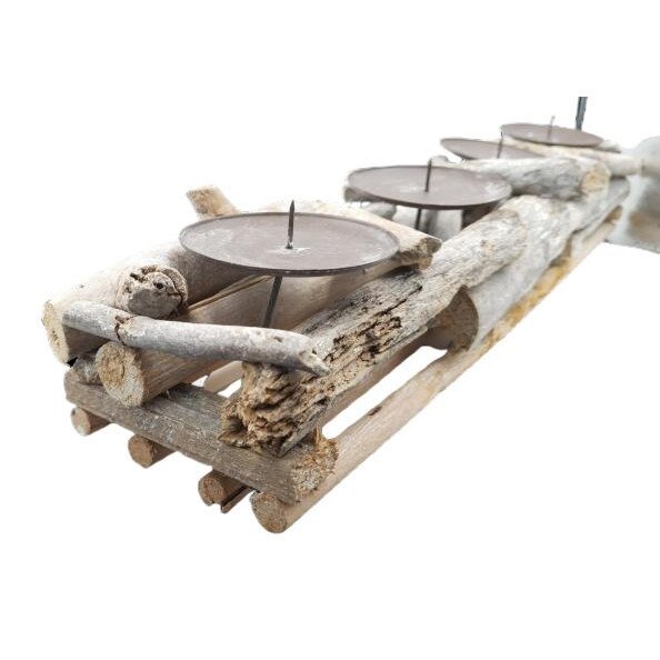 Sfesnic decorativ de Craciun, Lemn/Metal, Maro