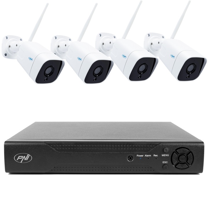 Комплект за видео наблюдение NVR PNI House IP716, 16CH, ONVIF + 4 камери PNI House IP55 екстериор, 5MP, IP66