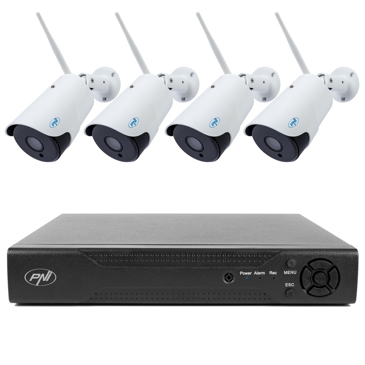 Комплект за видео наблюдение NVR PNI House IP716, 16CH, ONVIF + 4 камери PNI House IP52 екстериор, 2MP, IP66