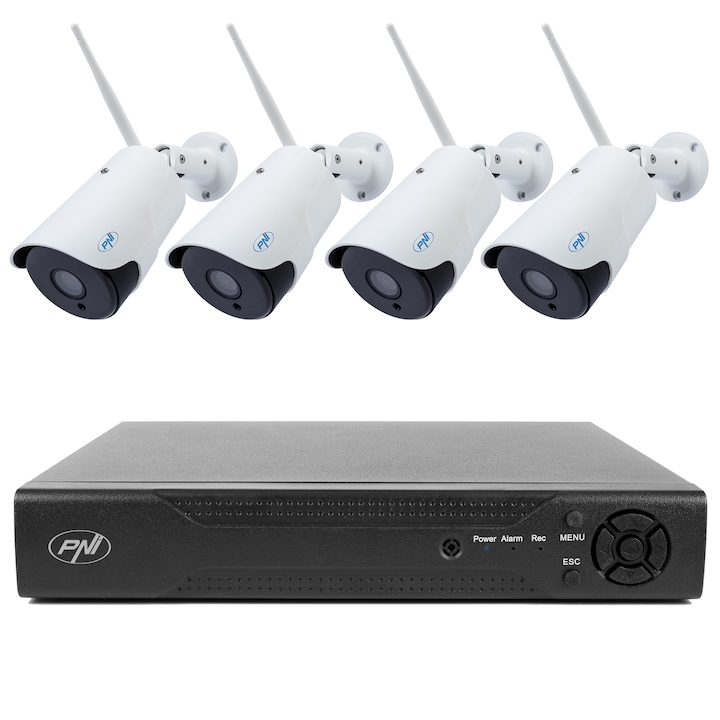 Комплект за видео наблюдение NVR PNI House IP716, 16CH, ONVIF + 4 камери PNI House IP52 екстериор, 2MP, IP66