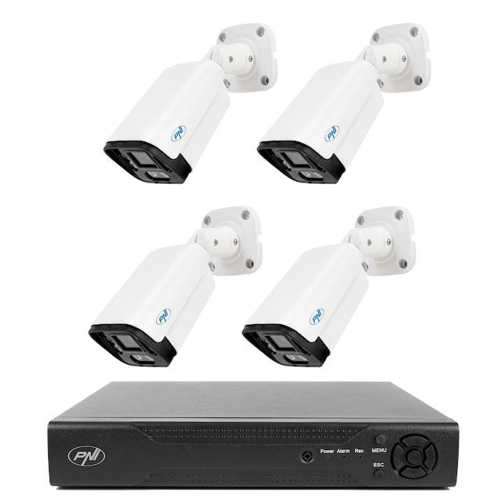 Комплект за видео наблюдение NVR PNI House IP716, 16CH, ONVIF + 4 камери PNI IP125 екстериор, 5MP, IP66