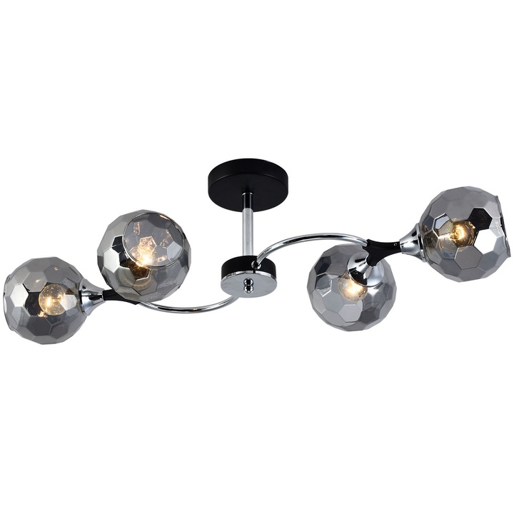 Csillár, Lampex, Luna 4 ezüst tükrös mennyezeti Glamour