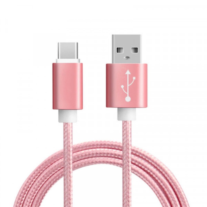 Töltő- és adatkábel, Vega, USB-C típusú, gyorstöltés, rózsaszín