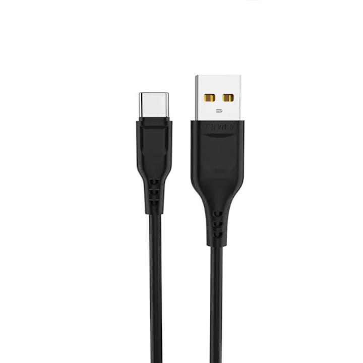 Adat- és töltőkábel, Denmen D01T, USB - Type-C, 2,4A, fekete