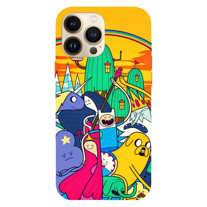 Husa compatibila cu Apple iPhone 15 Pro Max, Viceversa, model Adventure time characters splash art, Silicon, TPU