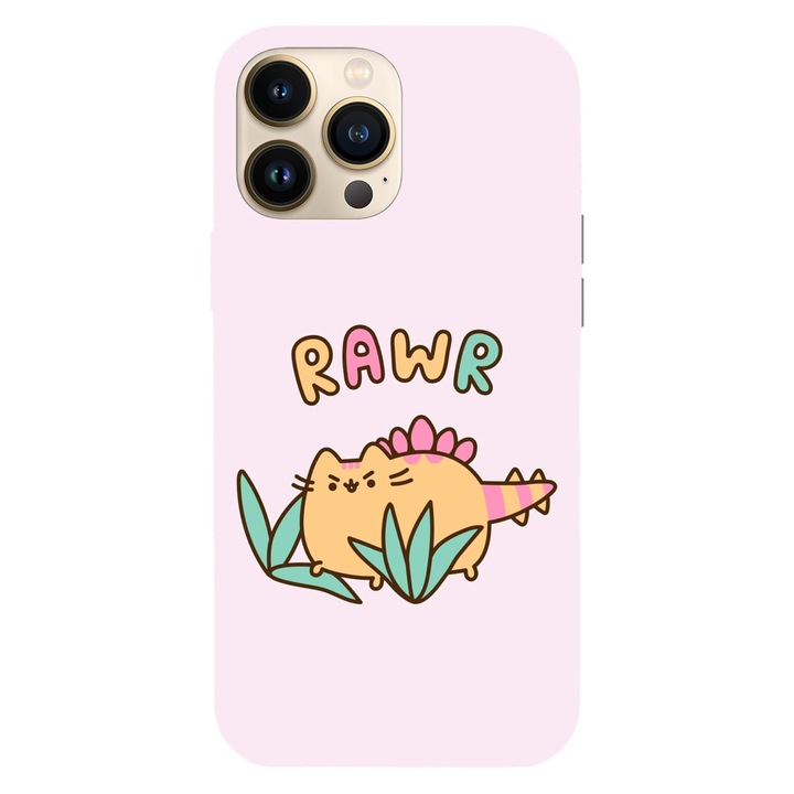 Husa compatibila cu Apple iPhone 13, Viceversa, model Rawr Pusheen, Silicon, TPU