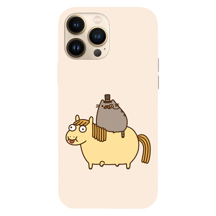 Husa compatibila cu Apple iPhone 12 / iPhone 12 Pro, Viceversa, model Aristocrat rider Pusheen, Silicon, TPU