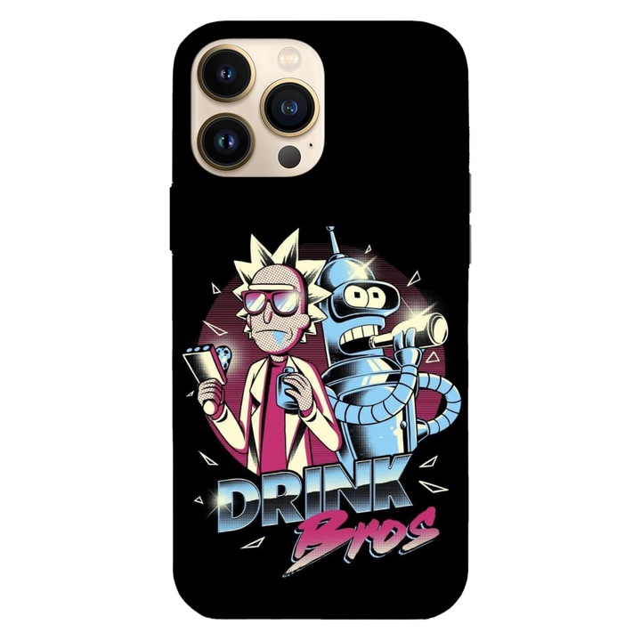 Husa compatibila cu Apple iPhone 12 / iPhone 12 Pro, Viceversa, model Drink Bros Futurama, Silicon, TPU