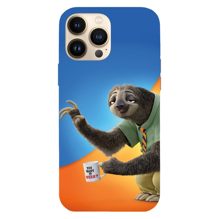 Husa compatibila cu Apple iPhone 12 / iPhone 12 Pro, Viceversa, model Flash Slothmore from Zootopia, Silicon, TPU