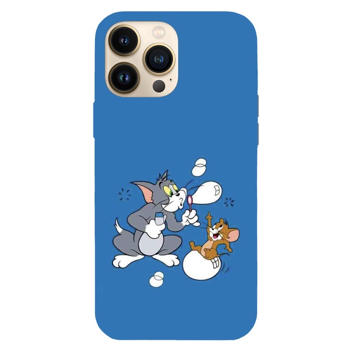 Husa compatibila cu Apple iPhone 13 Pro Max, Viceversa, model Bubble Tom and Jerry, Silicon, TPU