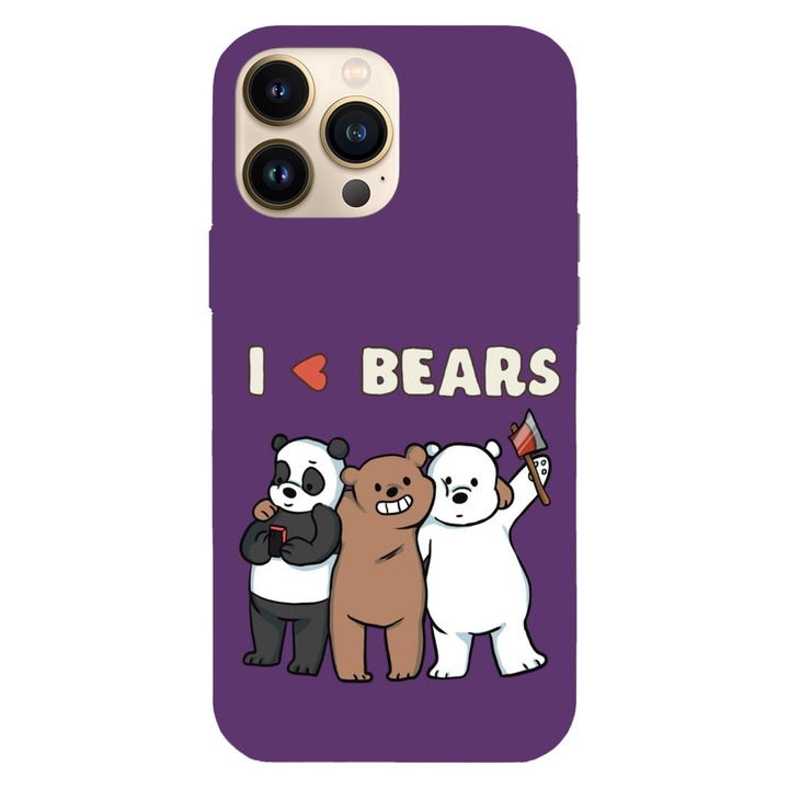Husa compatibila cu Apple iPhone 12 / iPhone 12 Pro, Viceversa, model I love We bare bears, Silicon, TPU