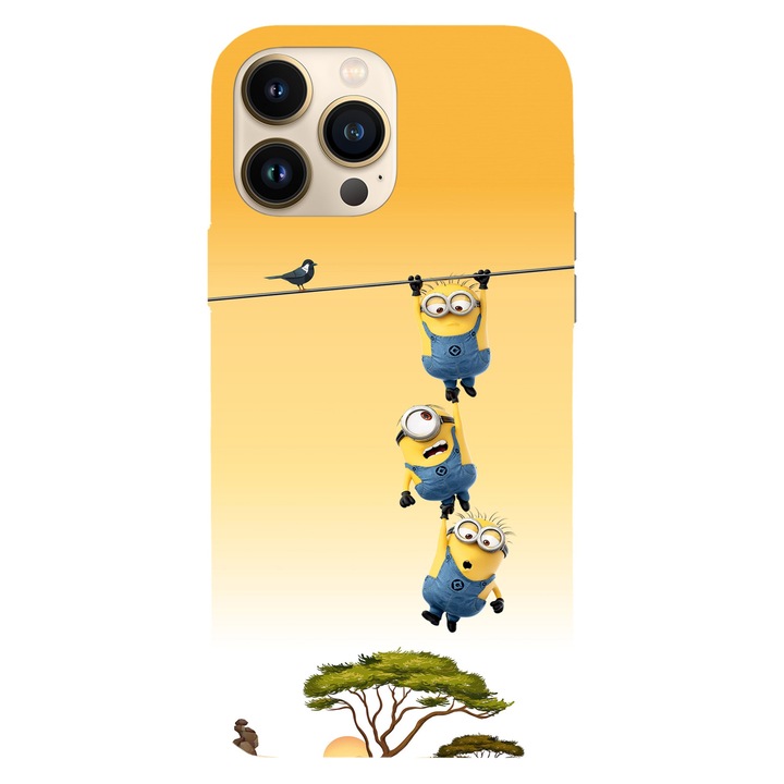 Husa compatibila cu Apple iPhone 12 / iPhone 12 Pro, Viceversa, model Hanging on the rope Minions, Silicon, TPU
