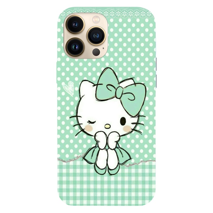 Калъф Viceversa, Съвместим с Apple iPhone 13 Pro, Модел Green lady hello kitty, Силикон/TPU