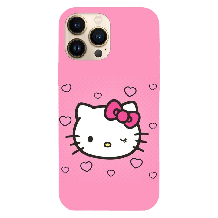 Husa compatibila cu Apple iPhone 12 / iPhone 12 Pro, Viceversa, model I love pink Hello kitty, Silicon, TPU