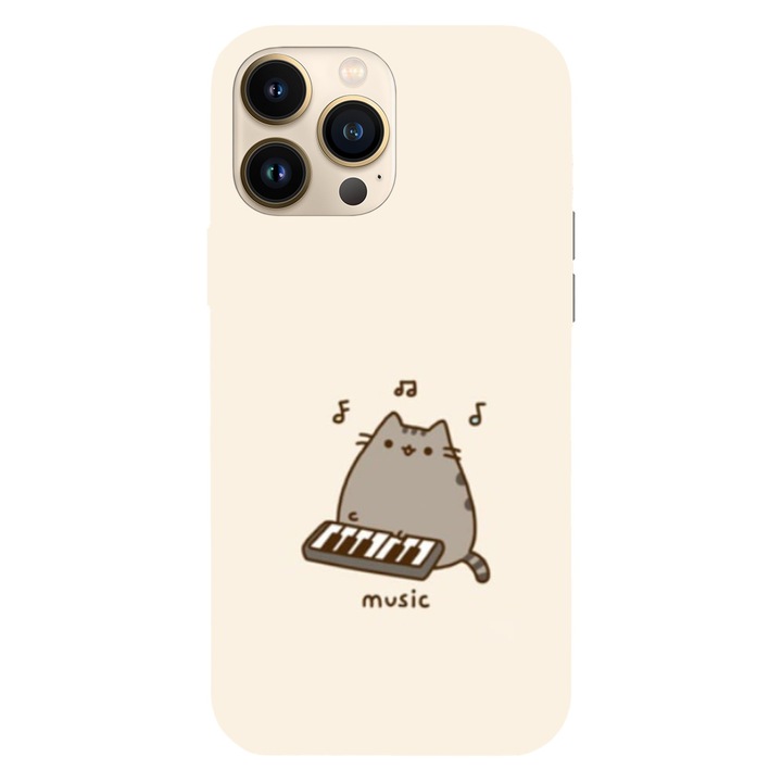 Husa compatibila cu Apple iPhone 15 Pro Max, Viceversa, model Lets do music Pusheen, Silicon, TPU