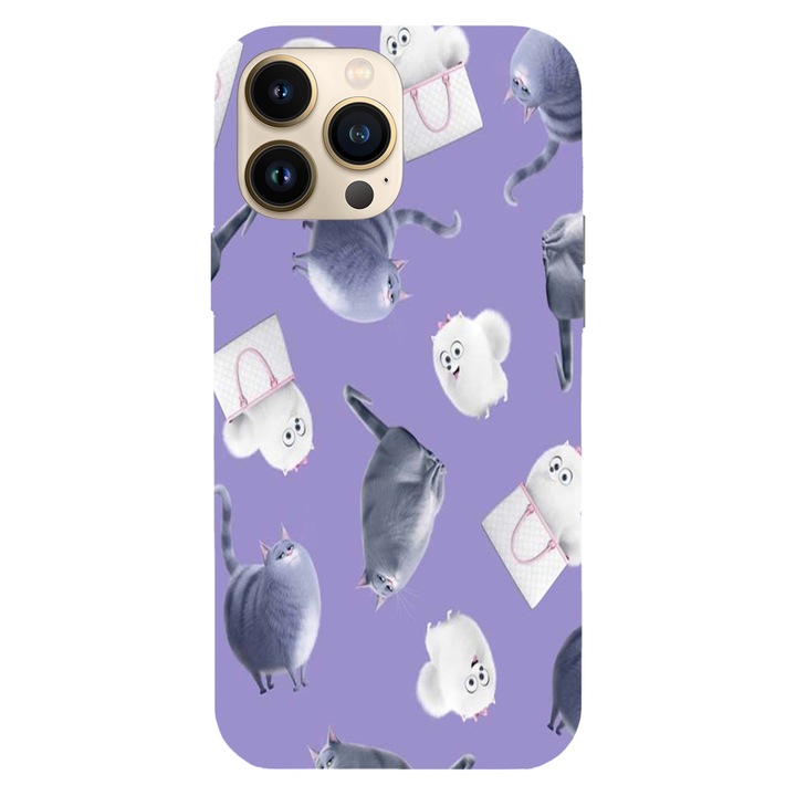 Husa compatibila cu Apple iPhone 13 Pro Max, Viceversa, model Chloe and Gidget pattern The Secret Life of Pets, Silicon, TPU