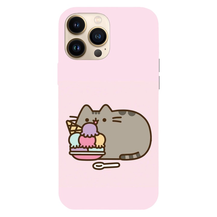 Husa compatibila cu Apple iPhone 12 / iPhone 12 Pro, Viceversa, model Icecream Pusheen, Silicon, TPU