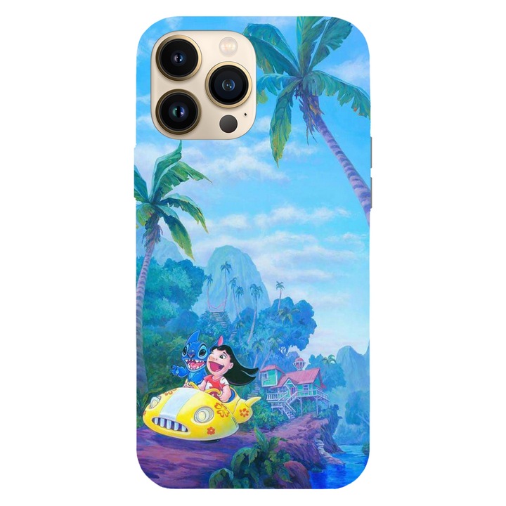 Husa compatibila cu Apple iPhone 12 / iPhone 12 Pro, Viceversa, model Lilo and Stitch car ride, Silicon, TPU