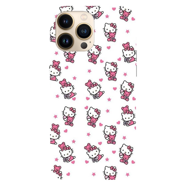Husa compatibila cu Apple iPhone 12 / iPhone 12 Pro, Viceversa, model Hello kitty bear pattern, Silicon, TPU