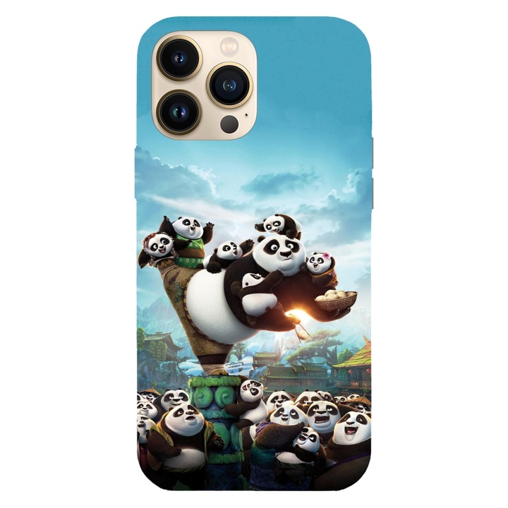 Husa compatibila cu Apple iPhone 12 / iPhone 12 Pro, Viceversa, model Kung fu baby pandas, Silicon, TPU