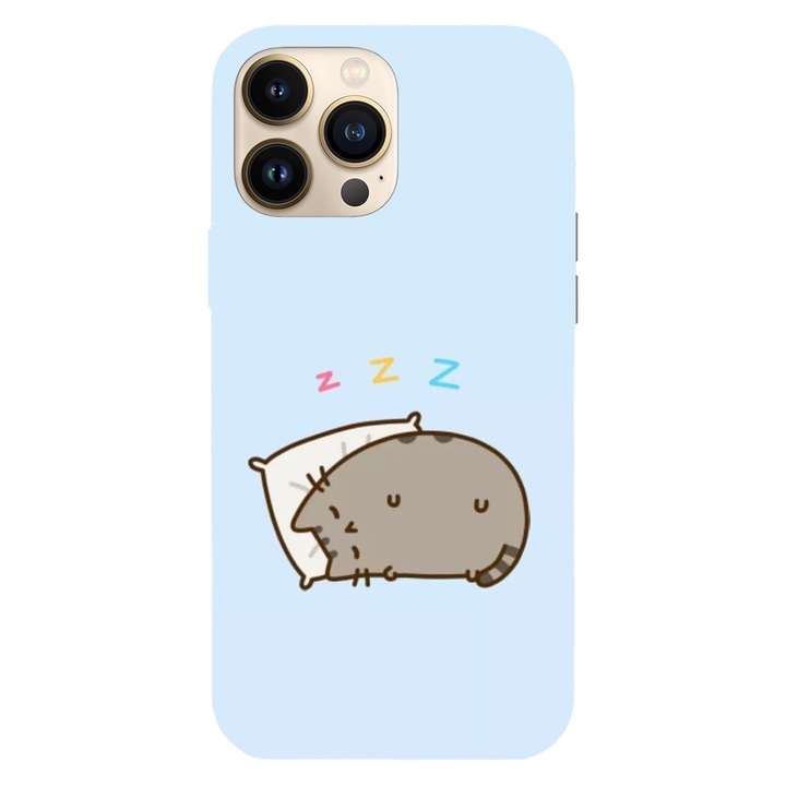 Husa compatibila cu Apple iPhone 15 Pro Max, Viceversa, model Sleepy Pusheen, Silicon, TPU