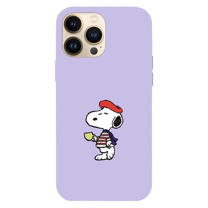 Husa compatibila cu Apple iPhone 12 / iPhone 12 Pro, Viceversa, model Snoopy the French, Silicon, TPU