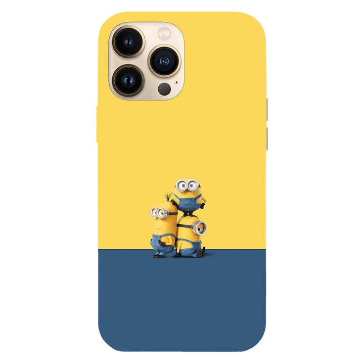 Husa compatibila cu Apple iPhone 13 Pro, Viceversa, model The three minions, Silicon, TPU