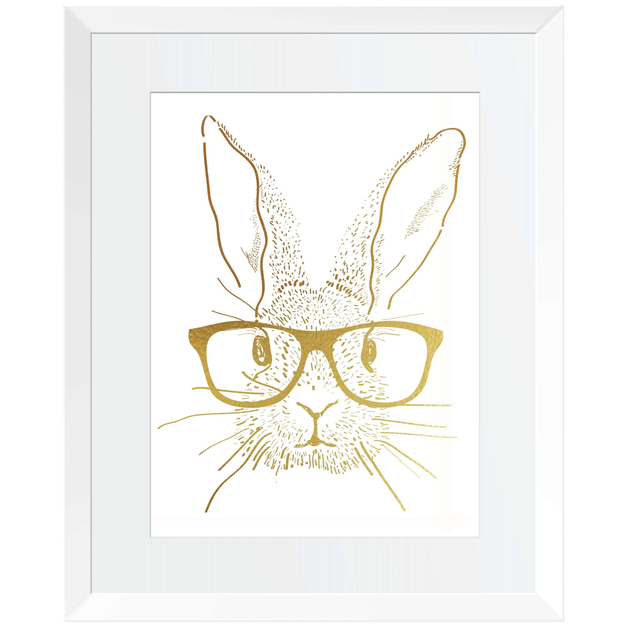 Pachet cadou: Tablou Iepure cu ochelari, colaj manual auriu, cu o felicitare Anais SURPRIZA