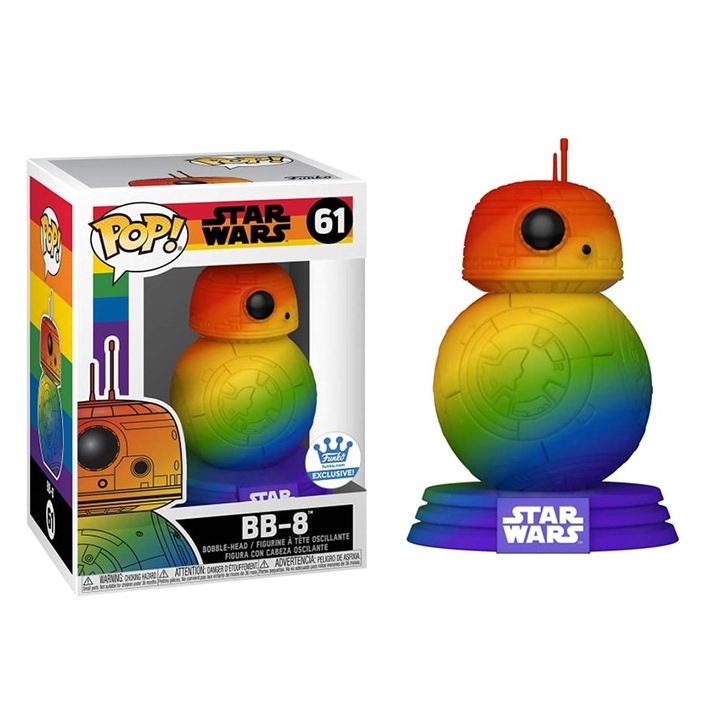 Figurina Funko POP! Star Wars Droid BB-8 61 Rainbow, Funko, 10 cm, Multicolor