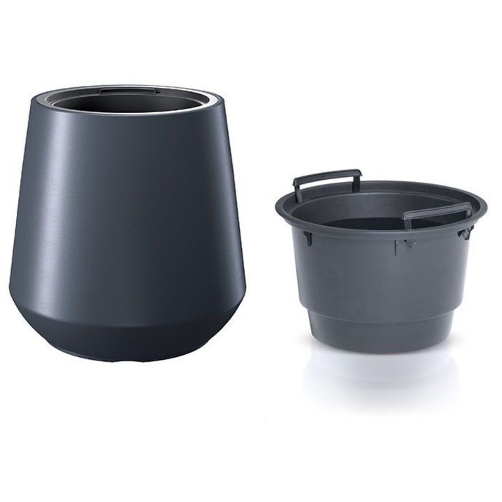 Ghiveci cu insertie, Prosperplast, Plastic, 43.9 cm, Antracit
