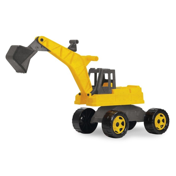 Excavator de jucarie Lena, 65cm, Lemn, Negru/Galben