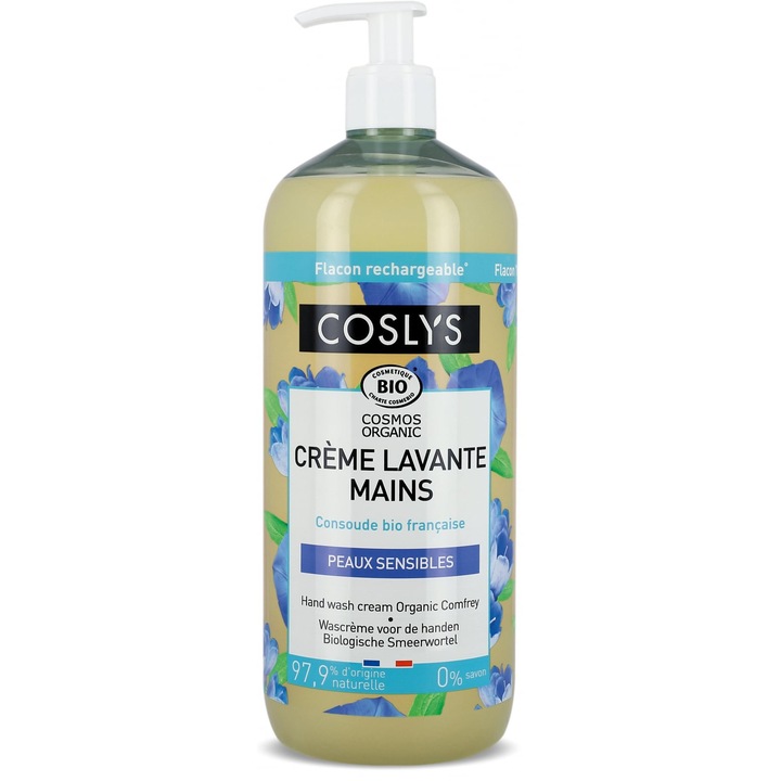 Crema BIO spalare maini, fara sapun, cu extract de tataneasa(format mare) Coslys, 1000 ml