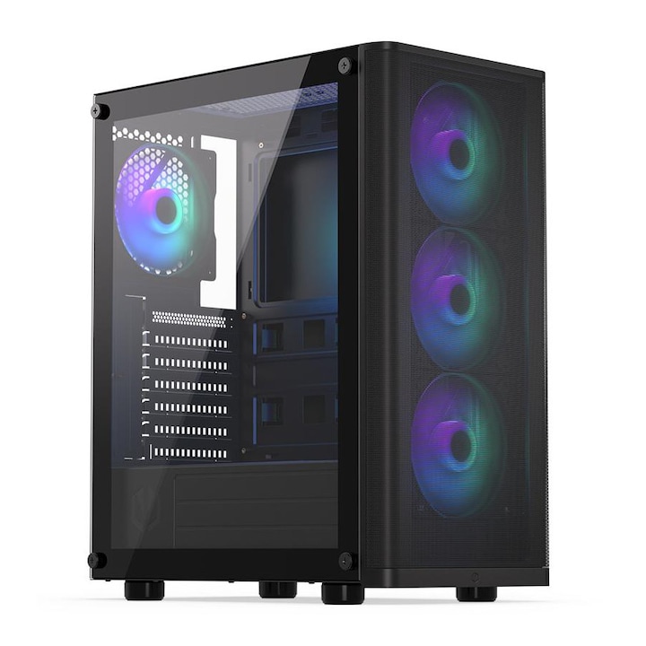 Настолен компютър PIC Game Extreme R7-5700X3D RTX 3060 Ti D4, PC-GE-R7.5700X3DRTX3060TID4, AMD Ryzen 7 5700X3D (8-ядрен), BIOSTAR GeForce RTX 3060 TI 8GB GDDR6, 8GB Silicon Power UDIMM DDR4 3200MHz CL22 1.2V