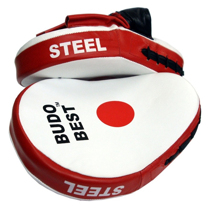 Palmare Curbe Steel, Alb/Rosu/Negru, Piele naturala