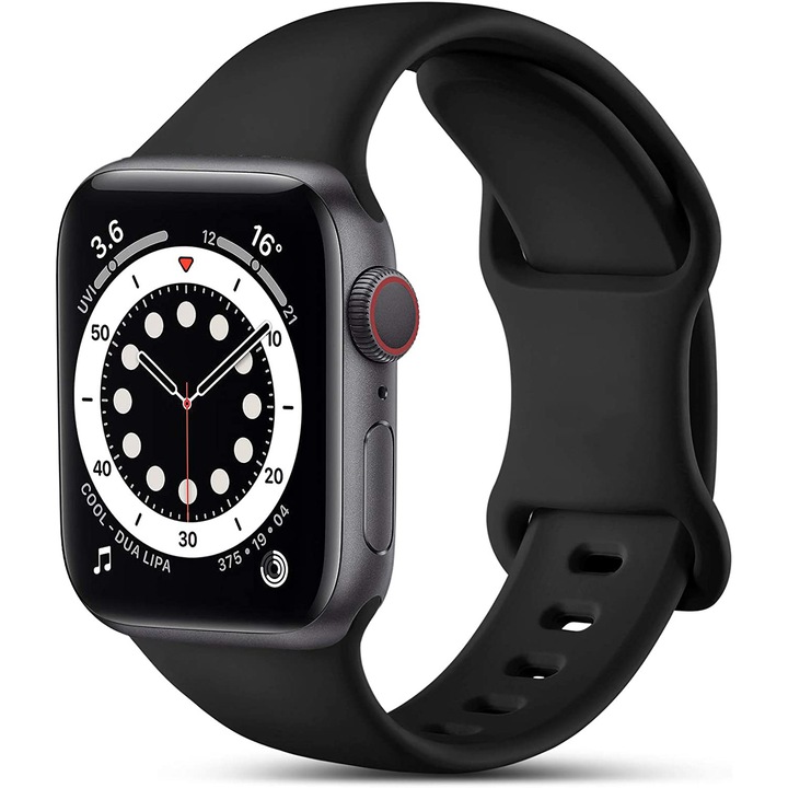 Curea silicon Hoco compatibila cu Apple Watch 1/2/3/4/5/6/SE/7/8, 42/44/45/49mm, Negru