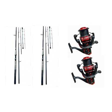 Set 2 Lansete 4Karp Passion Feeder 3,90m 120-180gr si 2 Mulinete Top Feeder 5000