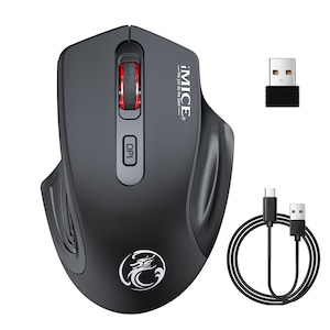 Mouse Gaming Wireless, iMice, cu bluetooth si receptor USB, 800/1200/1600 Dpi, 2.4G, Universal, Negru