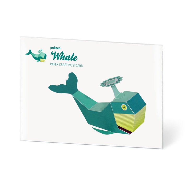 Felicitare craft de construit o balena din hartie, PUKACA