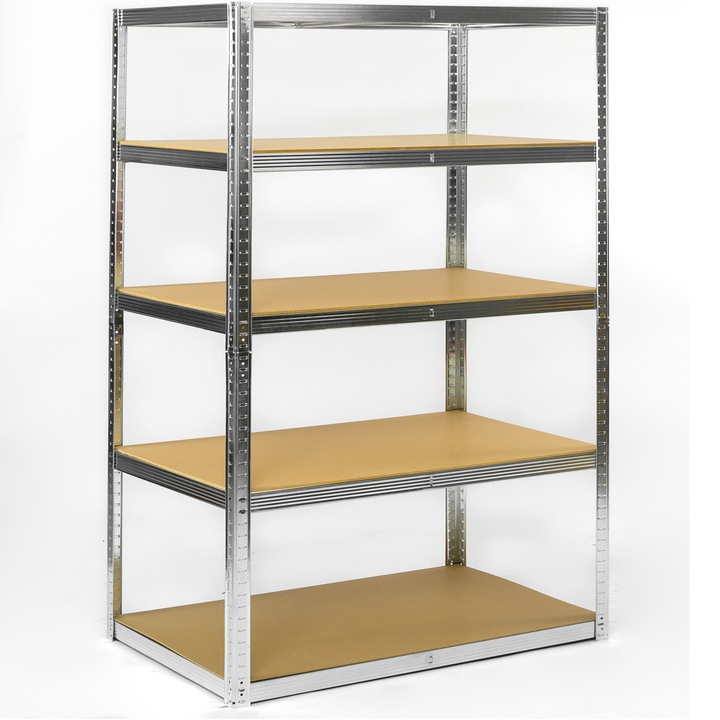 Рафт Smart Storage 104560, Метален, 180x120x60 см, 5 полици, 275 кг/MDF полица, С клипсове, Поцинкован