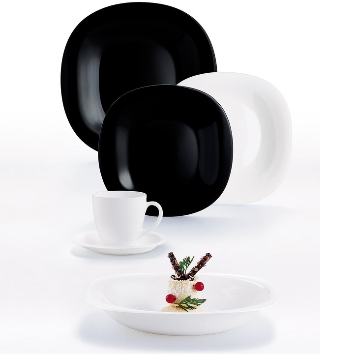 Serviciu de masa Luminarc Carine, alb/negru, 30 piese