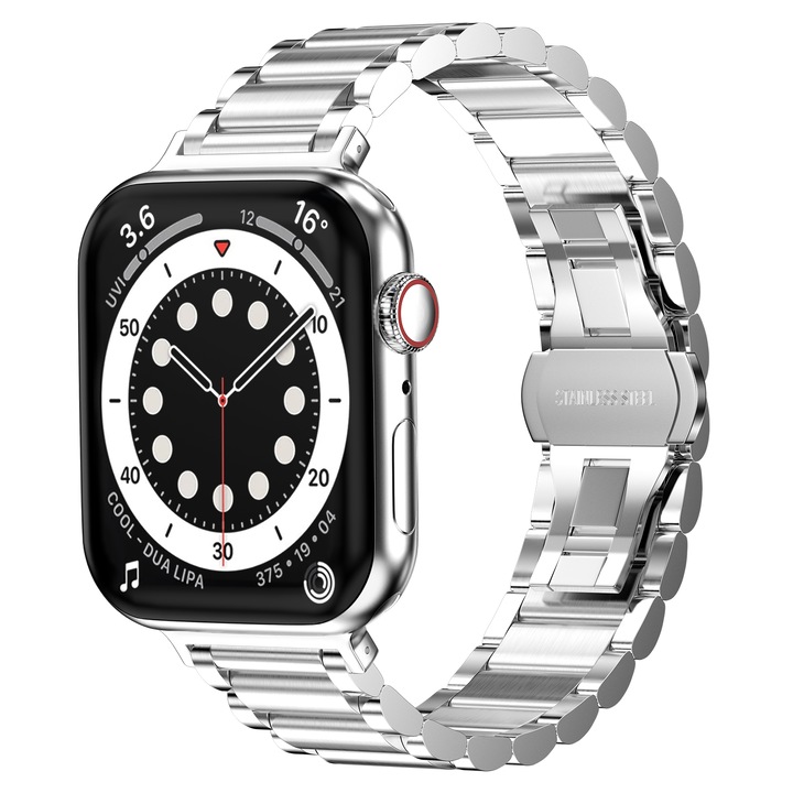 Curea smartwatch, Matcheasy, Inox, Compatibil cu Apple Watch 11 10 9 8 7 6 5 4 3 2 1, Display 38/40/41/42 mm