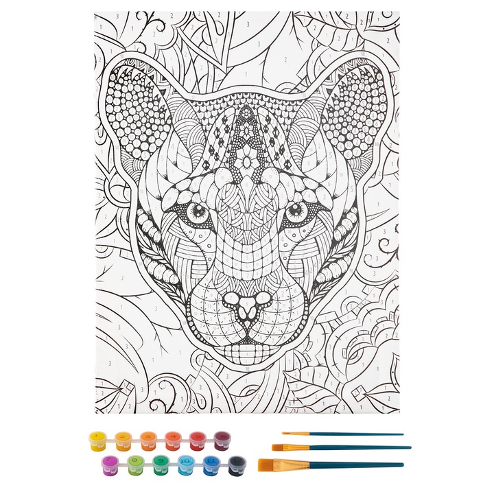 Set pictura cu numere, Grafix, Model Tigru, 30x40 cm, 8+