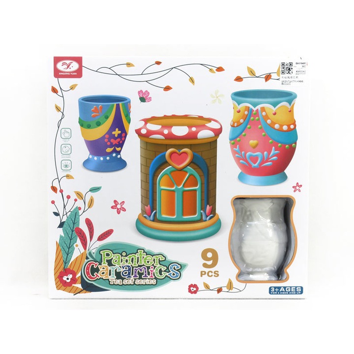 Set 9 vase de pictat, Icom Poland, Ceramica, Multicolor