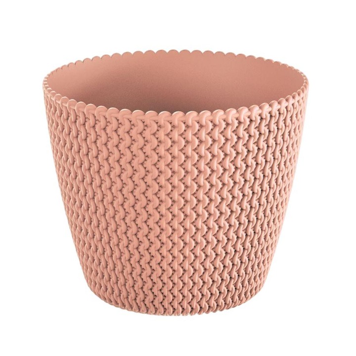 Ghiveci decorativ modern Slofy Prosperplast, din plastic rezistent, ideal pentru flori si plante de interior sau exterior, design elegant culoare roz pastel, vas jardiniere Ø 18.4 cm, usor de intretinut, pentru balcon, terasa, casa si