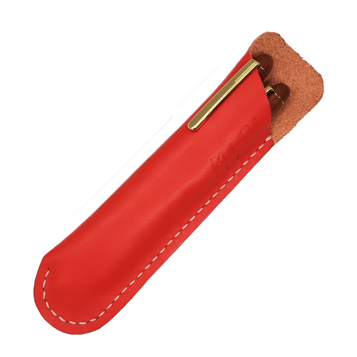 Etui Natty Pell pentru 1 sau 2 instrumente de scris, fabricat manual din piele naturala, portocaliu 02ESPC