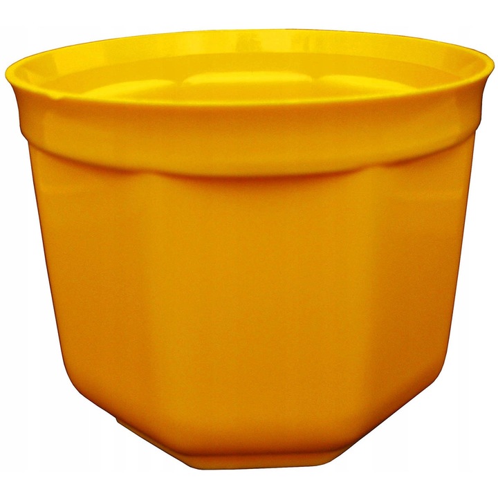 Dekoratív virágcserép, Inna, Műanyag, 15 x 12 cm, Sárga