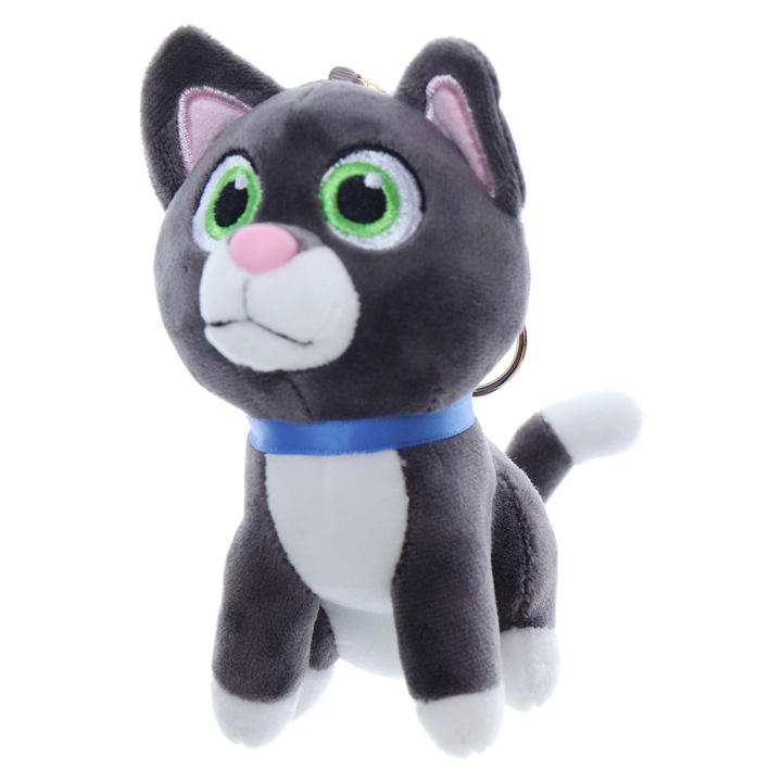 Jucarie de plus tip breloc, Catelus gri, 12 cm, Recostore®, REC2331