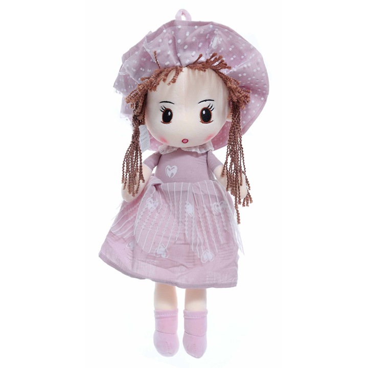 Papusa de plus cu rugaciune, roz pudrat, 45 cm, Recostore®, REC2333